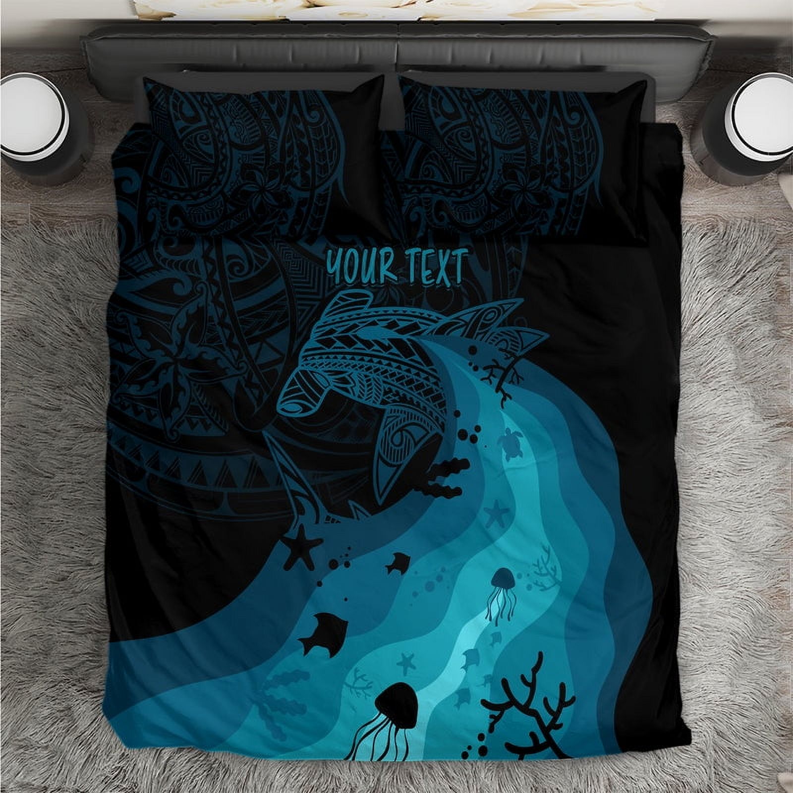 Milsleep - Juego De Cama Tiburón Polinesio Bajo Las Olas Lt7