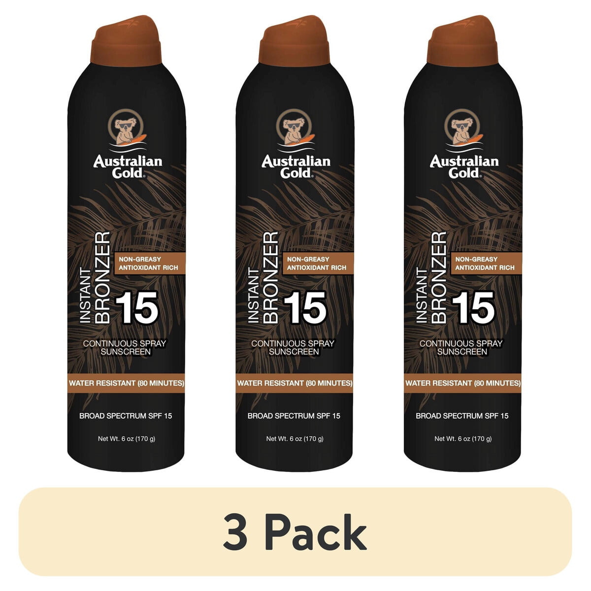 Bloqueador Solar Spray Australian Gold Spf15 6oz Pack 3