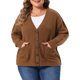 thumbnail image 1 of Agnes Orinda Conjuntos de Halloween para Mujeres Tallas Grandes Cárdigan de Punto Cuello en V Manga Larga Abotonado Abrigo Suéter de Otoño Invierno con Bolsillos 1X Marrón Oscuro, 1 of 6