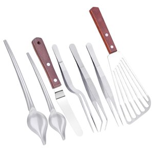 Magideal - 6 Piezas Pinzas Cocina Juego Utensilios Precisión Decoración Acero Inoxidable Herramientas Pastelería Adecuado Para Chefs Repostería Presentación De P 7 Piezas