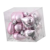 Magideal - 12 Uds. Adornos De De Navidad Con Forma De Corazón, Decoración Navideña, Bolas Decorativas De Navidad, Adornos Para Celebración, Festival, Fiest Rosa