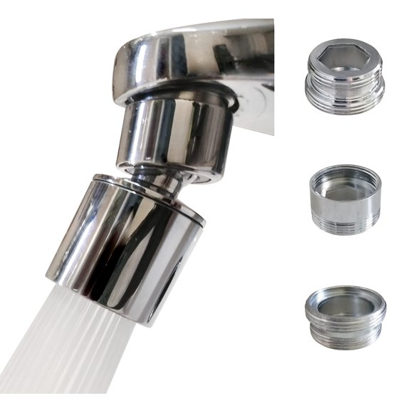 Aireador para grifo BOARNE giratorio 360° con 3 adaptadores, cromo