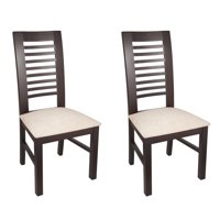 Arthome - Pack 2 Sillas Luciana Madera Color Chocolate Tapiz Beige