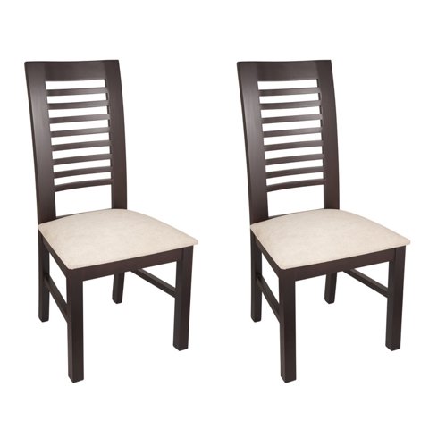 Arthome - Pack 2 Sillas Luciana Madera Color Chocolate Tapiz Beige