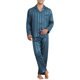thumbnail image 2 of INSPIRE CHIC Conjunto de Pijamas Casuales para Hombre de 2 Piezas de Satén con Rayas y Botones de Manga Larga Talla L Azul Oscuro, 2 of 6