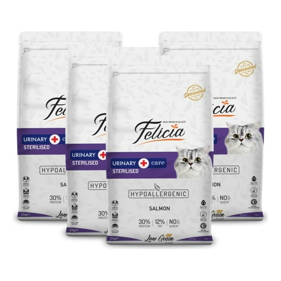 Pack x 4 - Alimento Felicia Hipoalergénico Gato Esterilizado - Salmón