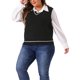 thumbnail image 4 of Agnes Orinda Conjuntos de Halloween Chaleco de Suéter de Talla Grande para Mujeres Cuello en V Rayado Tejido de Cable Sin Mangas Chaleco de Suéter 1X Negro, 4 of 6