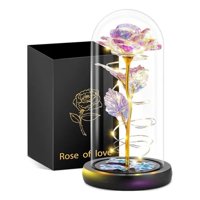 Genérica - Rosa Eterna Tornasol Cupula De Vidrio Lampara Led - Regalo De Cumpleaños
