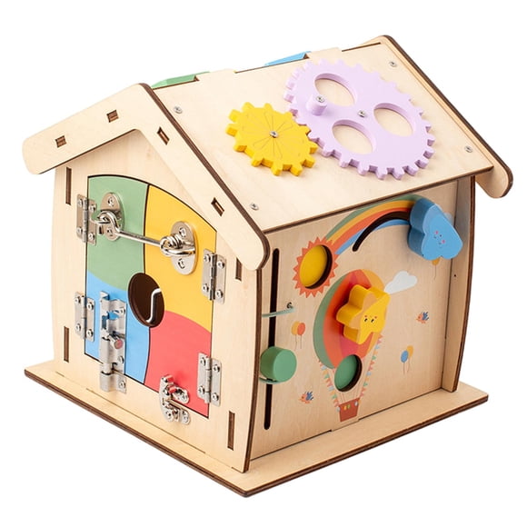 Montessori Busy Board Casa De Madera Juguete Educación Temprana Para Regalo De Vacaciones Niños