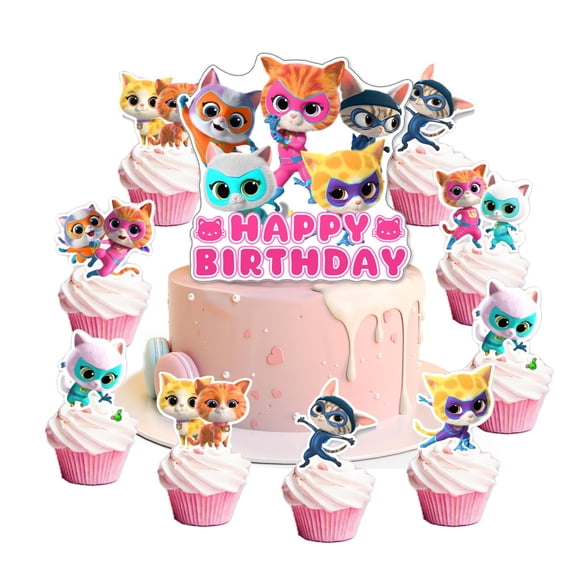 Suministros para Fiestas LDAKZFV 25 Piezas Decoraciones de Pastel Super Gatitos