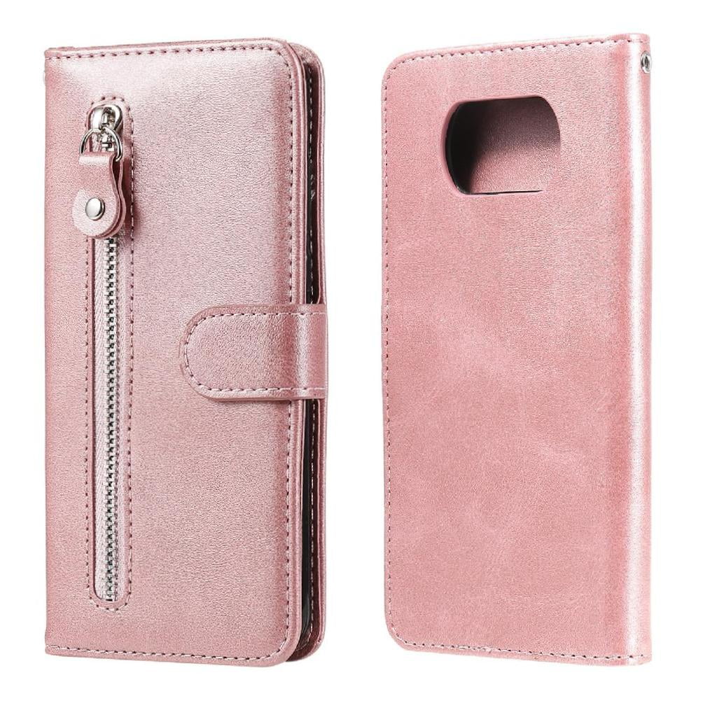 Gangxun - Funda Con Cremallera Para Xiaomi Poco X3/x3 Pro 5g, Carcasa Cartera De Cuero Pu Con Soporte Y Tarjetero