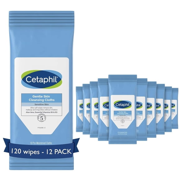 Toallitas Cetaphil para limpieza suave de rostro y cuerpo, 120 unidades