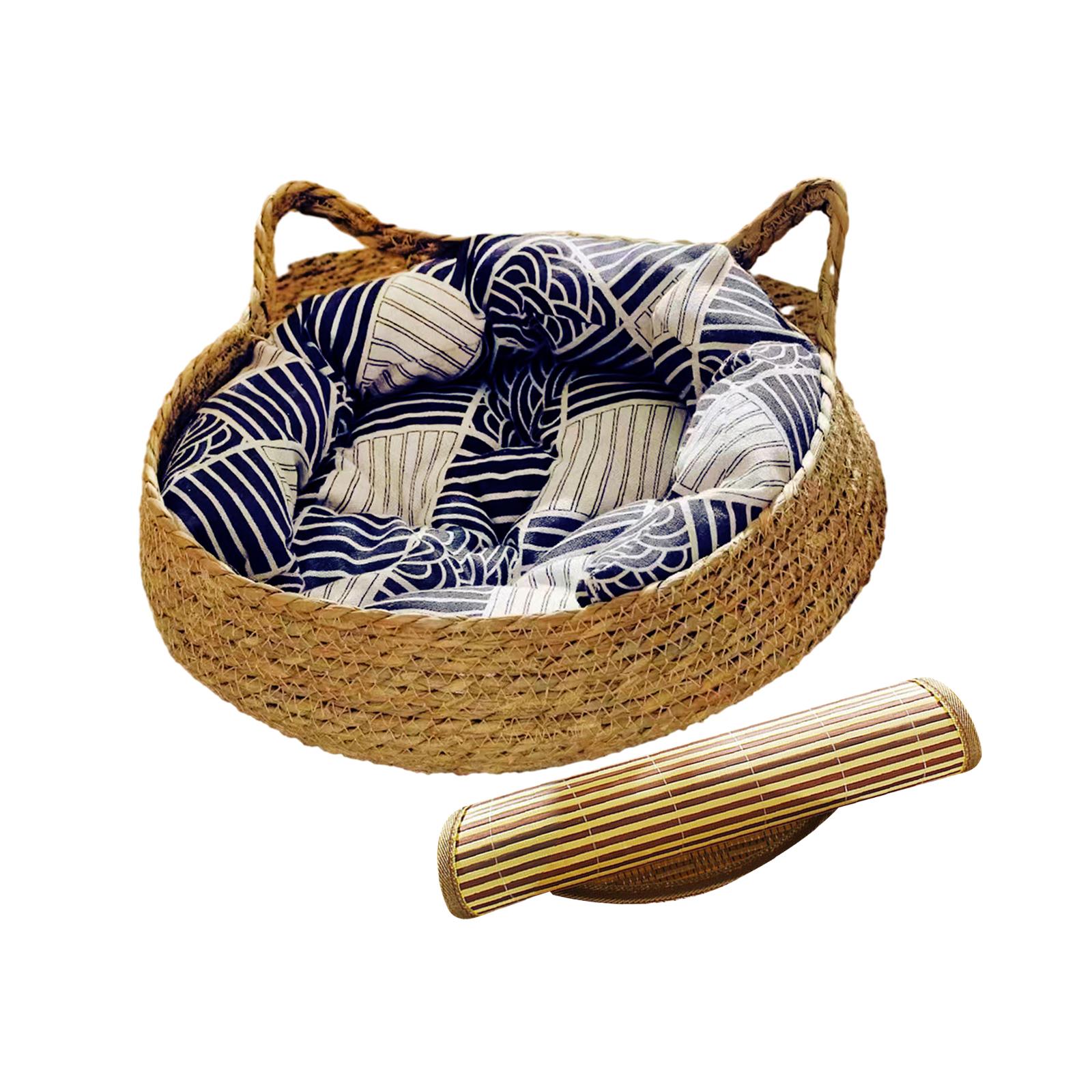 Ioensy - Cesta Para Cama De Gato, Tabla Rascadora Para Gatitos, Perros Pequeños, Gatos De Interior, Almohada Azul, 38X13Cm