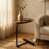 Santú Home & Deco - Mesa Auxiliar Lateral De Pedestal Marrón Oscuro