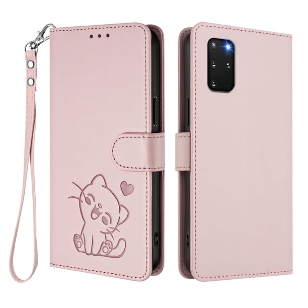 Carcasa Billetera de Cuero Sintético para Samsung Galaxy S20 Plus, Rosa