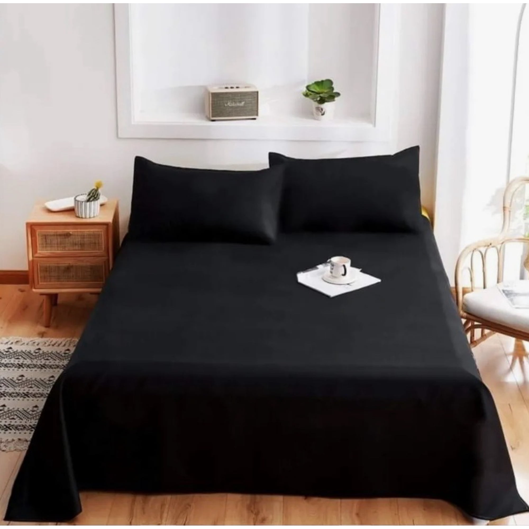 Riqui - Sabana Algodón 144 Hilos 1 Plaza Negra