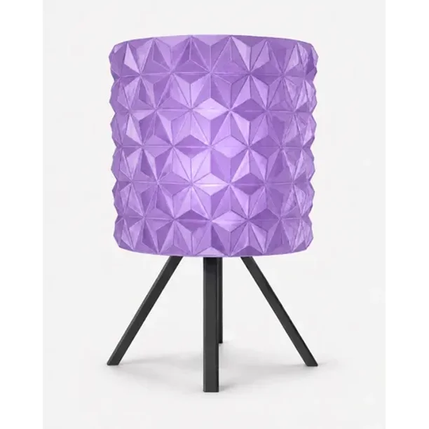 Lámpara de Mesa Velador SLVJE Diamond E27 Impresa en 3D 30 cm Negro / Violeta + Ampolleta