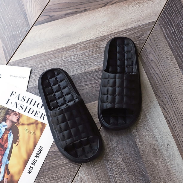 Comfortable Women's Plaid House Slides - Soft Sole Non-Slip Indoor Slippers for Minimalist Style and Comfort
