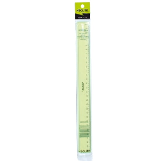 Regla Biselada Transparente Verde 30 Cm 1 un Neolite