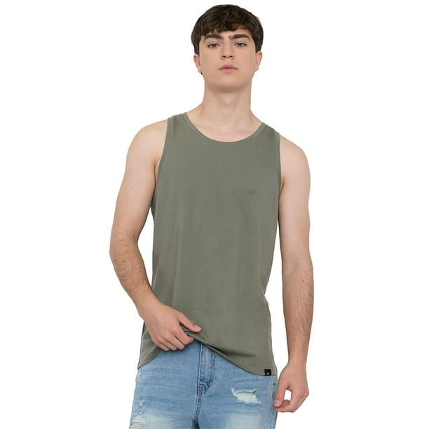 Polera Hombre Sin Mangas Lisa Verde Corona