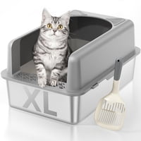 Caja De Arena Para Gatos Mliklu De Acero Inoxidable Extra Grande Con Tapa