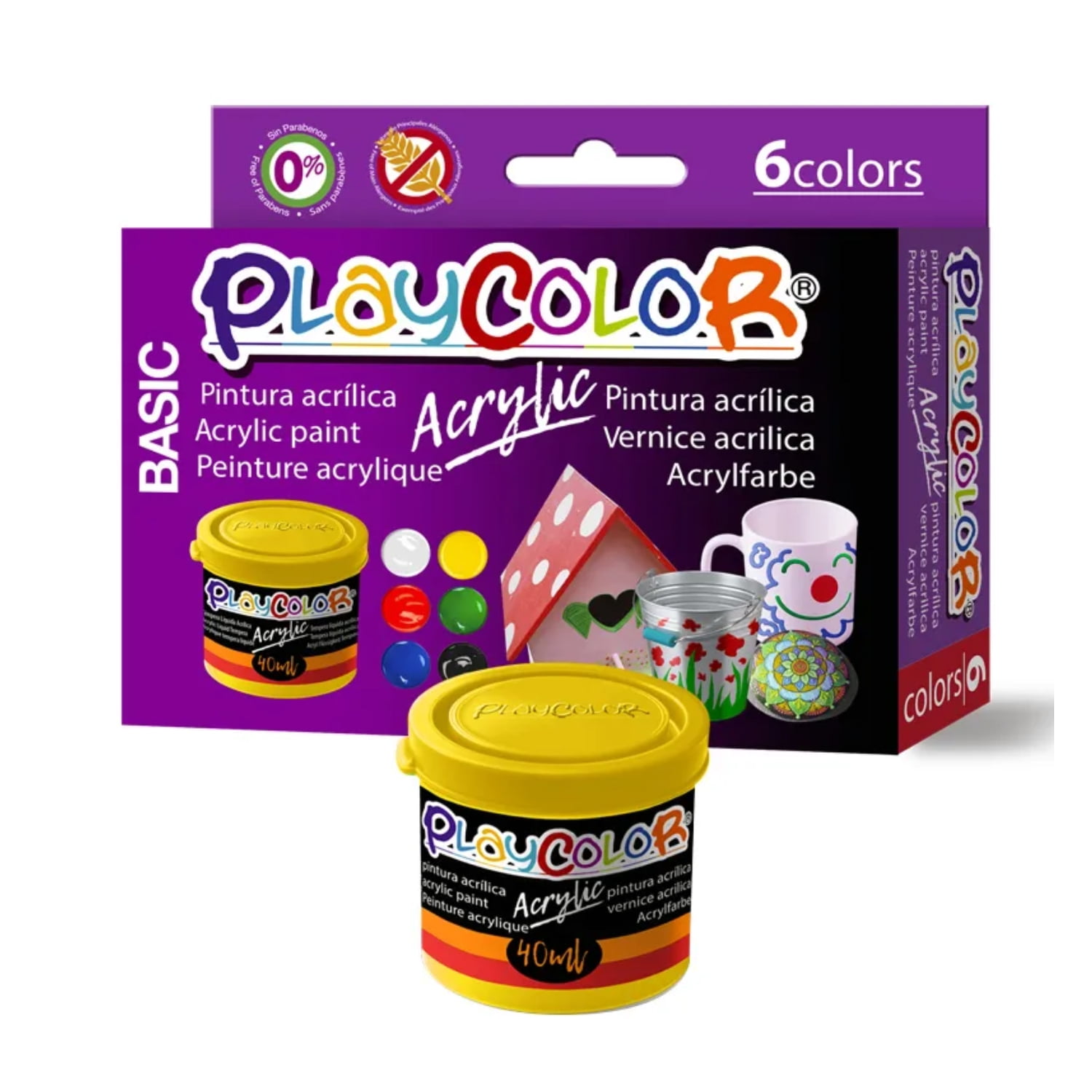 Pintura Acrílica 6 Colores Secado Rápido Instant - Ps