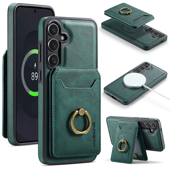 Funda magnética con billetera Oidealo para Galaxy S25 FE, verde