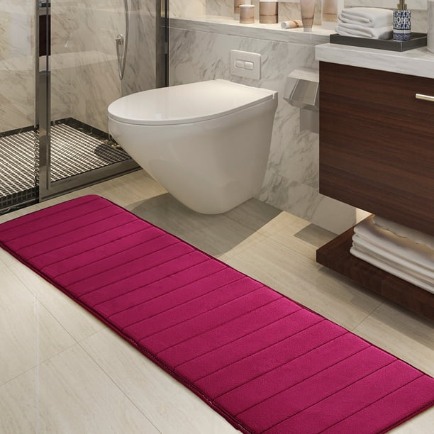 PiccoCasa Alfombra de Baño Absorbente de Espuma con Memoria, Alfombra de Baño, Vino 24" x 63"