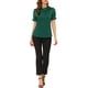 thumbnail image 2 of INSPIRE CHIC Blusas de Mujer de Color Sólido con Lazo en el Cuello, Mangas Cortas, para Regreso a Clases y Trabajo, Verde Oscuro M, 2 of 6