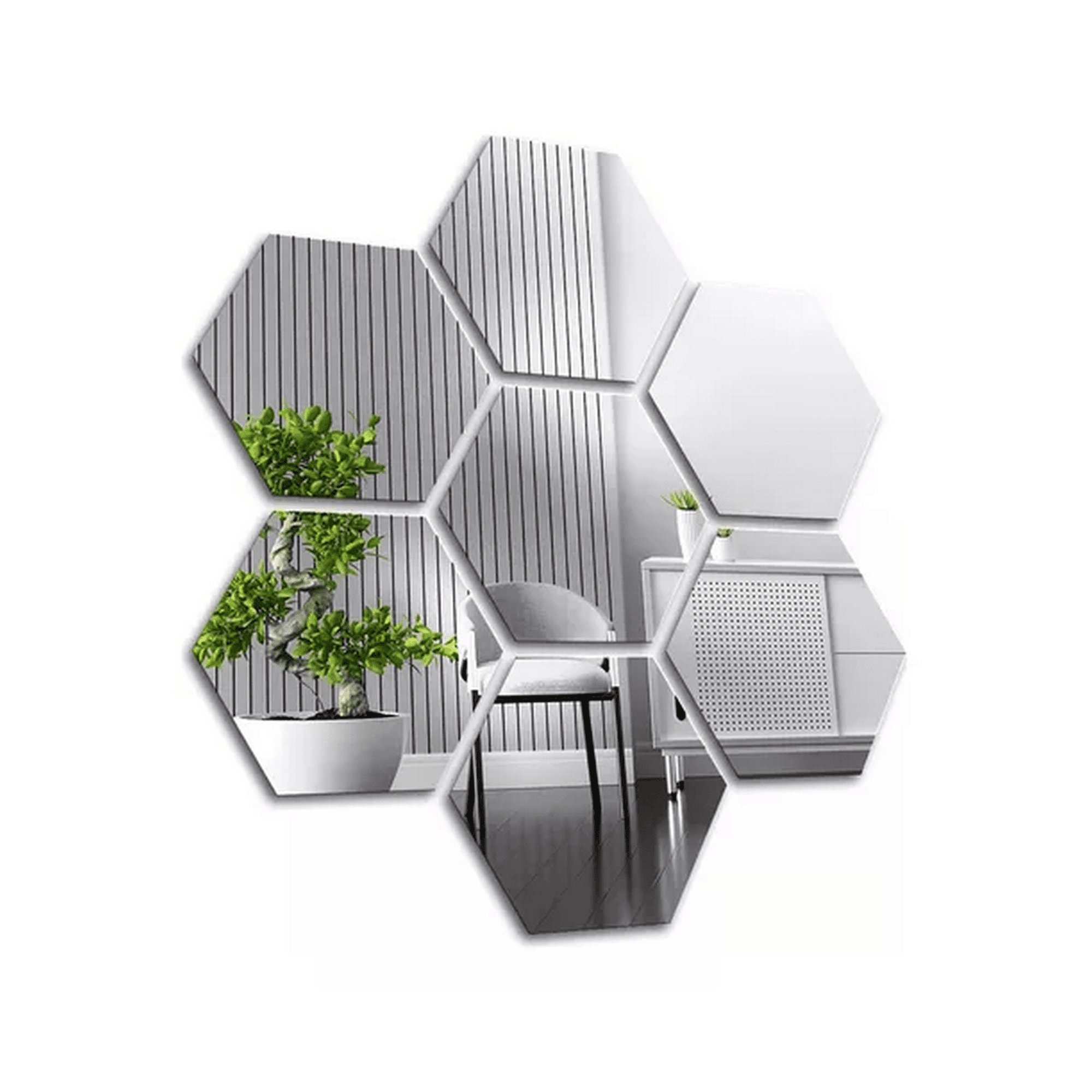 Genérico - Set De Pegatinas Espejos Decorativos Marinshop Vinilo Acrílico Hexagonal 15 Unidades