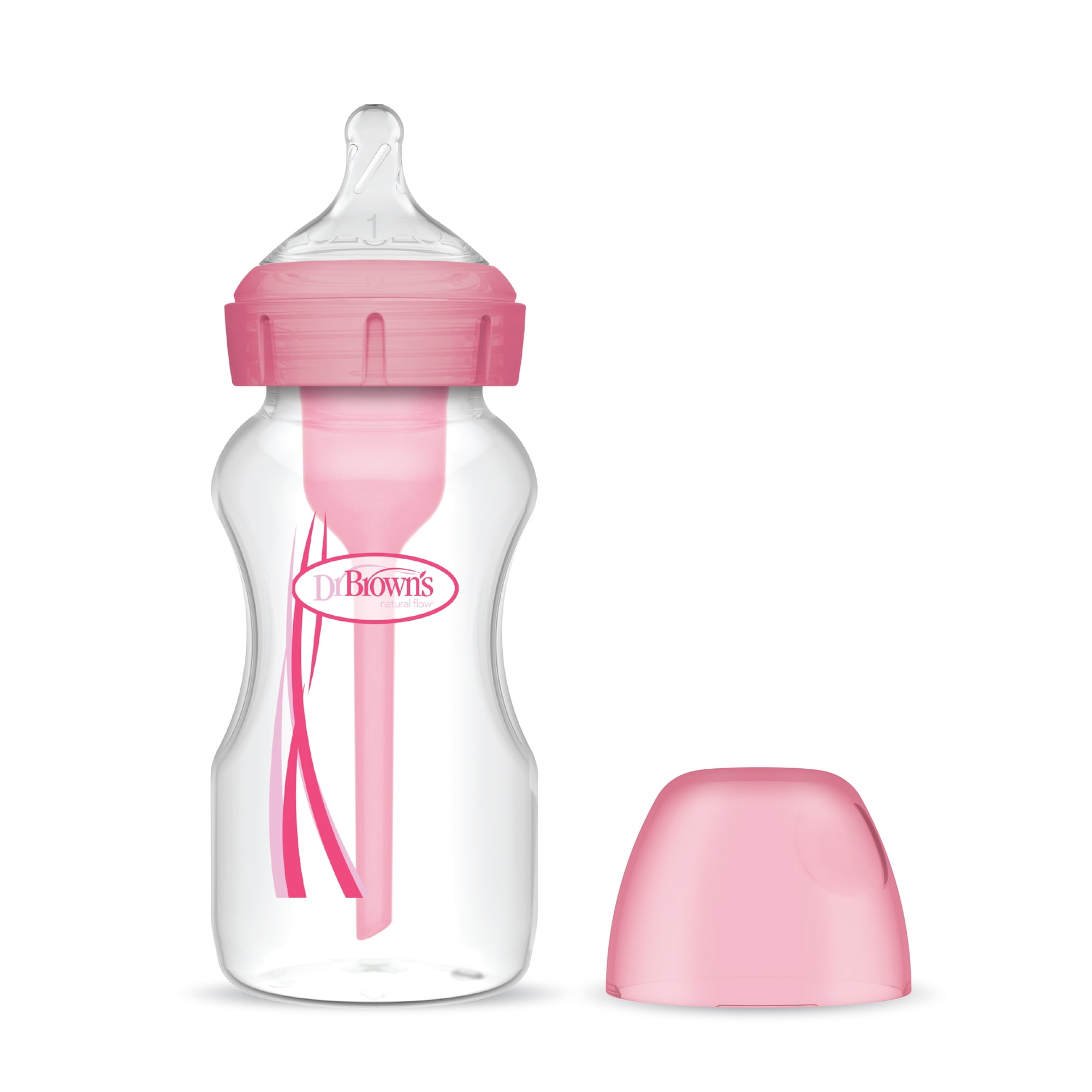 Dr. Brown's - Mamadera Anticólico Boca Ancha 270ml Rosado