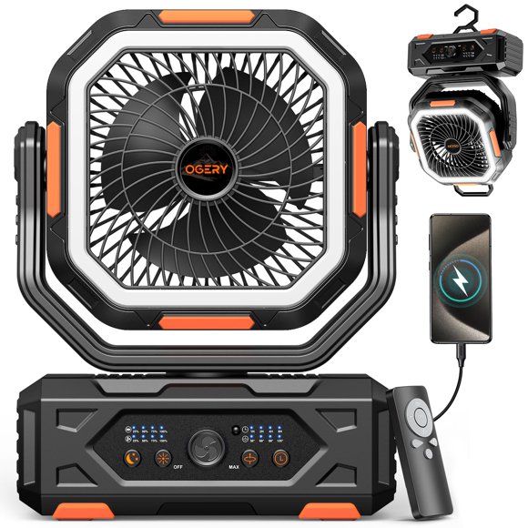 Ventilador Portátil OGERY 30000 mAh Recargable con Control Remoto