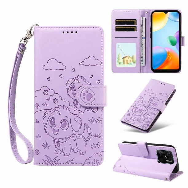 Funda Billetera FOXDOCK Compatible con Xiaomi Redmi 10C, Diseño Perrito Tierno, Ranuras para Tarjetas y Soporte Plegable