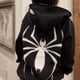 thumbnail image 3 of Sudadera con capucha y cremallera completa con estampado de araña, chaqueta con capucha y estampado de letras de araña Y2K, sudadera estilo gótico punk hip hop (negro, 2XL), 3 of 7
