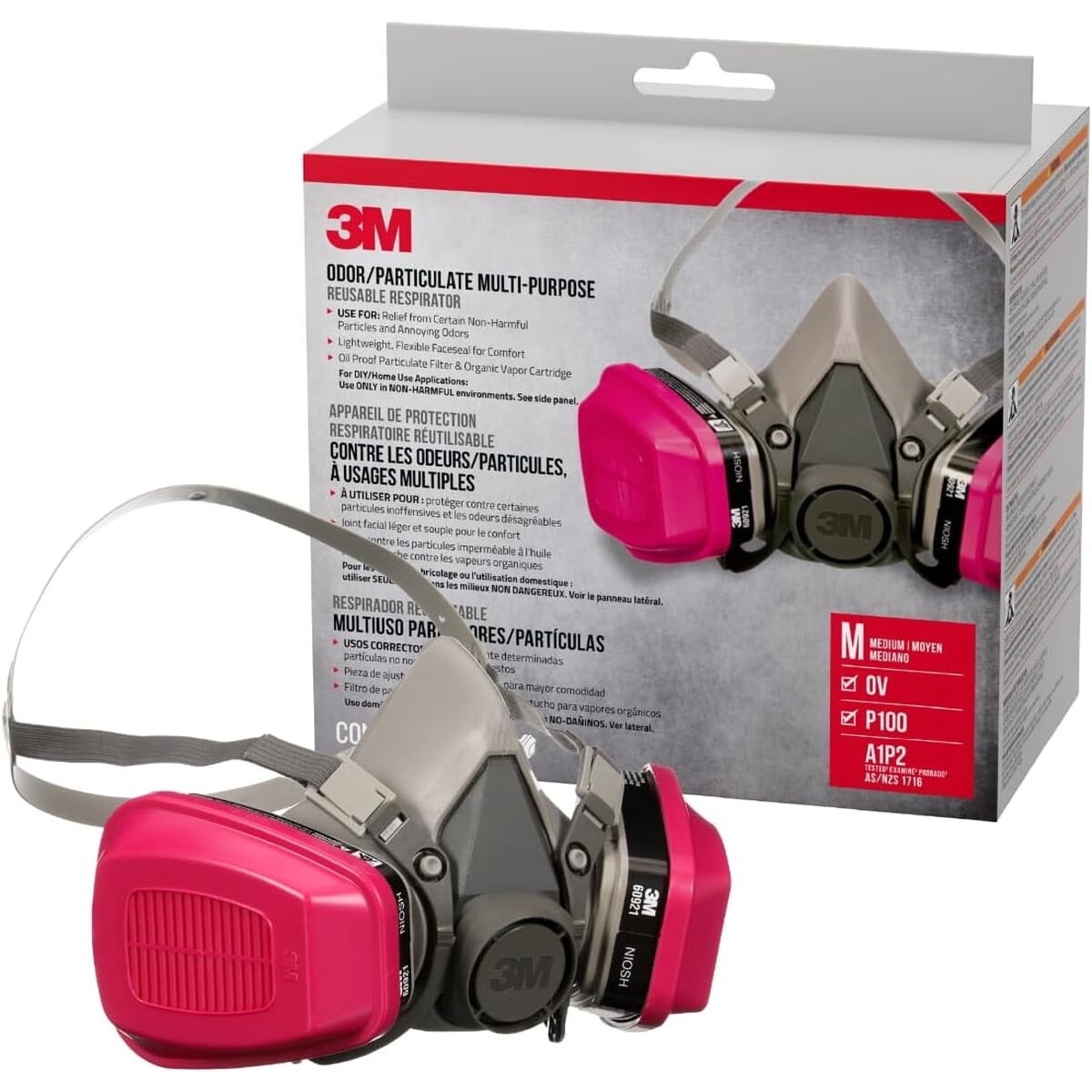 Respirador 3m Reutilizable P100 Ov Mediano Multipropósito