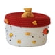thumbnail image 1 of Cesta De Almacenamiento Redonda De Cuerda De Algodón Con Tapa, Vacía, Tejida, Para El Hogar, La Cocina, Refrigerio, Tapa Roja, Fondo Blanco, 1 of 5