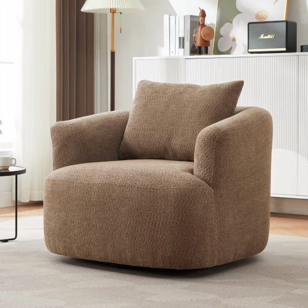 Silla giratoria de 360°, sofá de silla de acento de 38,2", silla de sofá giratoria tapiceada con almohada para salón, dormitorio, oficina y hotel