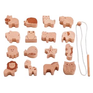 Bothyi - 16 Bloques De Animales, Juguete Para Enhebrar, Coordinación Mano-Ojo Para Niños Pequeños