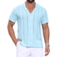 thumbnail image 1 of Camisa de Punto Hueca para Hombre INSPIRE CHIC de Manga Corta con Botones y Rayas XL Azul, 1 of 6