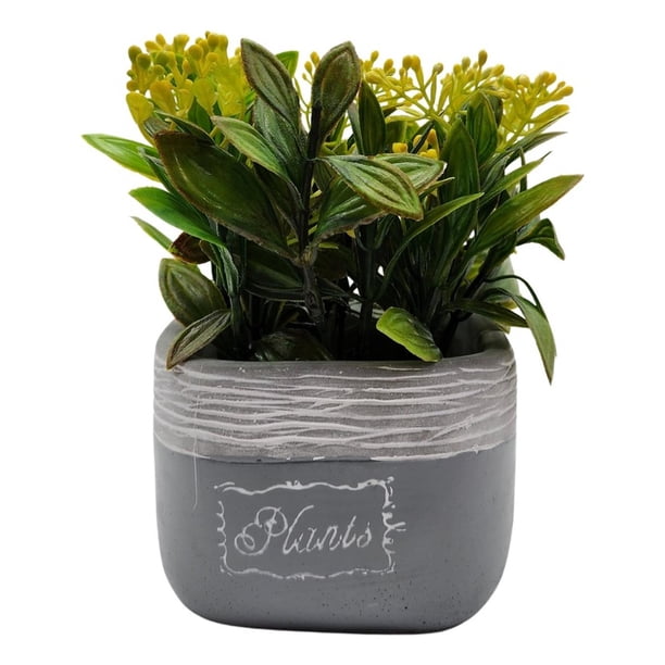 Planta Artificial Macetero Cerámica Vintage Plants Cubo amarillo