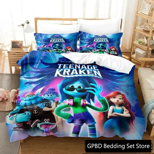 Cartoon Ruby Gillman Teenage Kraken Bedding Set Duvet Cover Bed Set Quilt Cover Pillowcase Comforter Boys Adult
