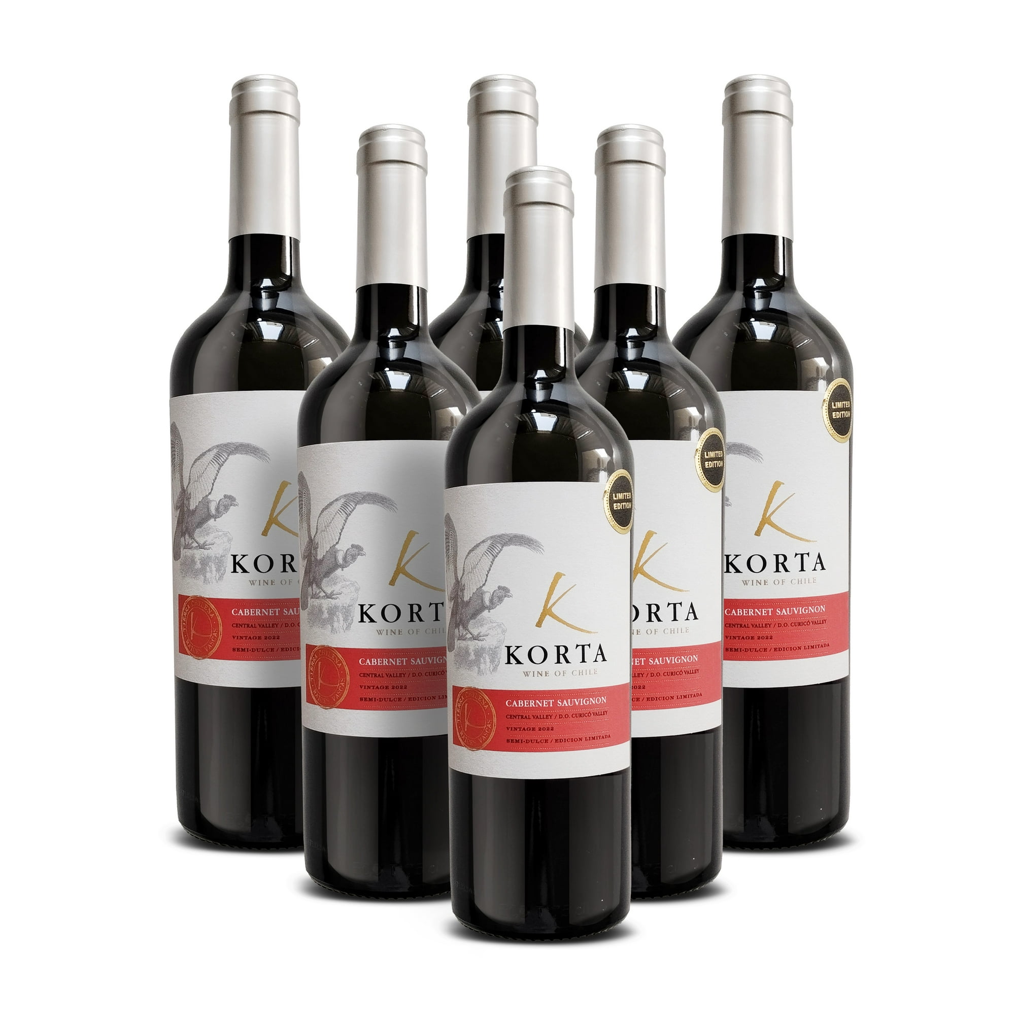 Korta - Vino Semi Sweet Cabernet Sauvignon, 6 Unidades