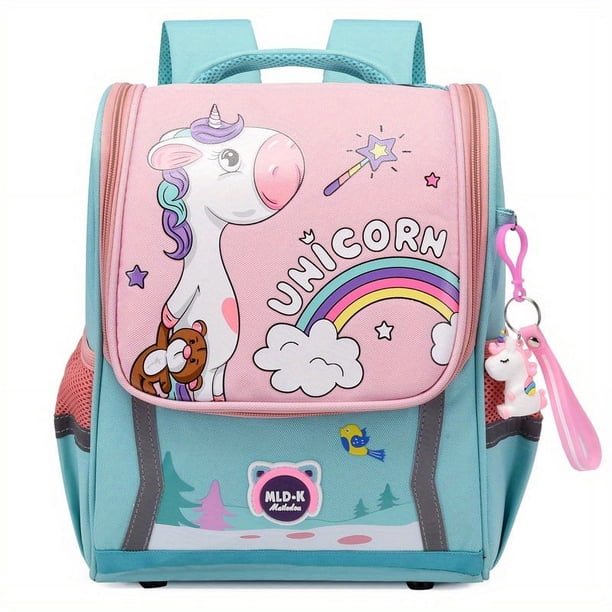 1pc New Cute Dinosaur Unicorn Design Backpack With Pendants, Breathable Bucket Bag, Primary School Students Schoolbag, Cartoon Large Capacity Anti-splash Water Kindergarten Children's Backpack