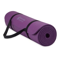 Esterilla De Yoga Gaiam Essentials Thick Fitness De 10 Mm, Color Morado Con Correa