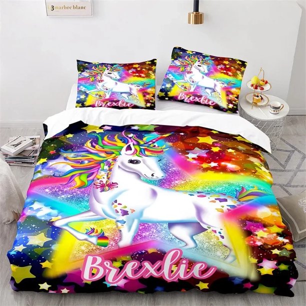Magical Unicorn Bedding SetDuvet Cover Comforter Bed Set Quilt Cover Pillowcase Boys Girls Adults