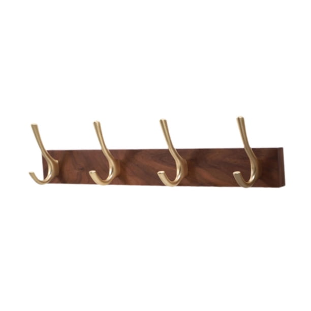 Ganchos de madera para abrigos, ganchos de pared, organización resistente multiusos, ganchos montados en la pared, perchero para baño, cocina, pared o Marrón oscuro