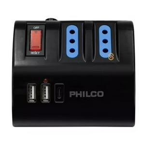 Philco - Zapatilla Alargador Extension De Escritorio Usb C Negro