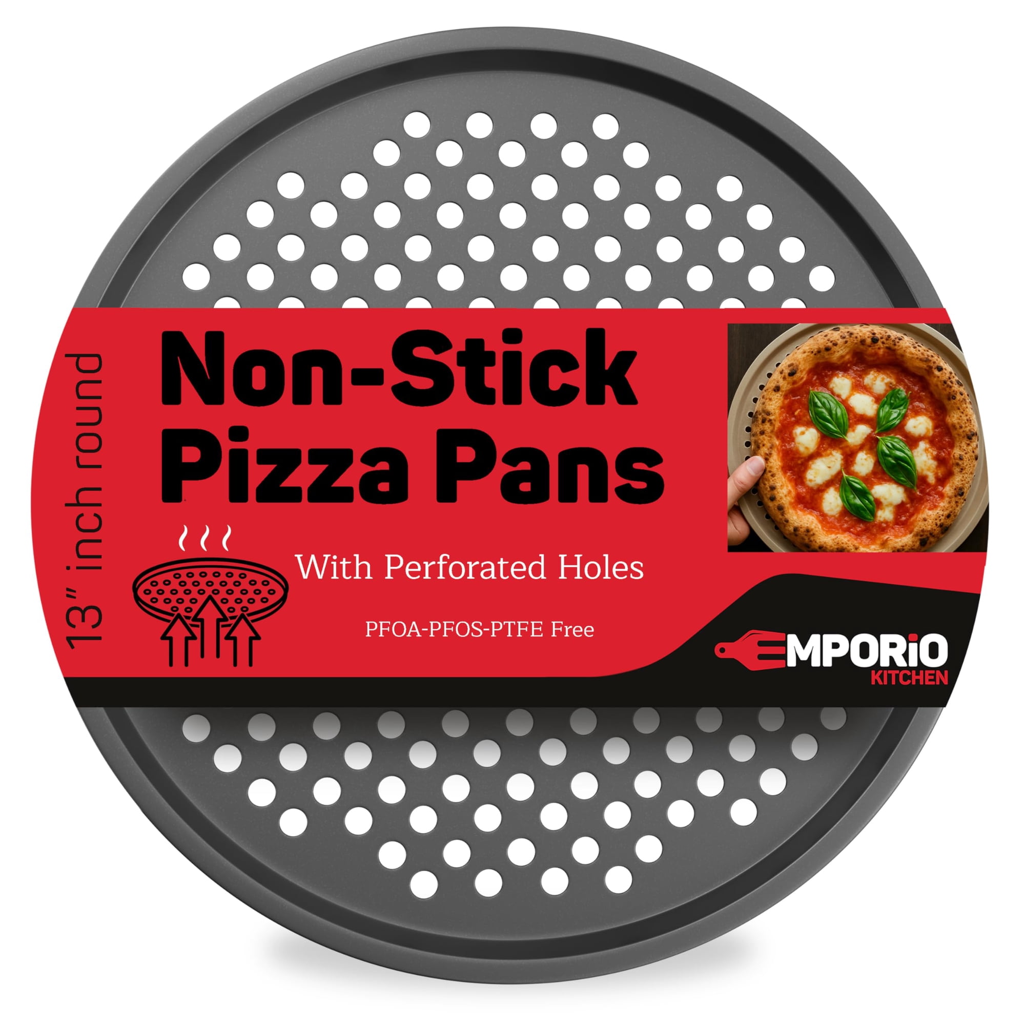 Molde Para Pizza Emporio Kitchen De 33 Cm, Antiadherente Y Perforado