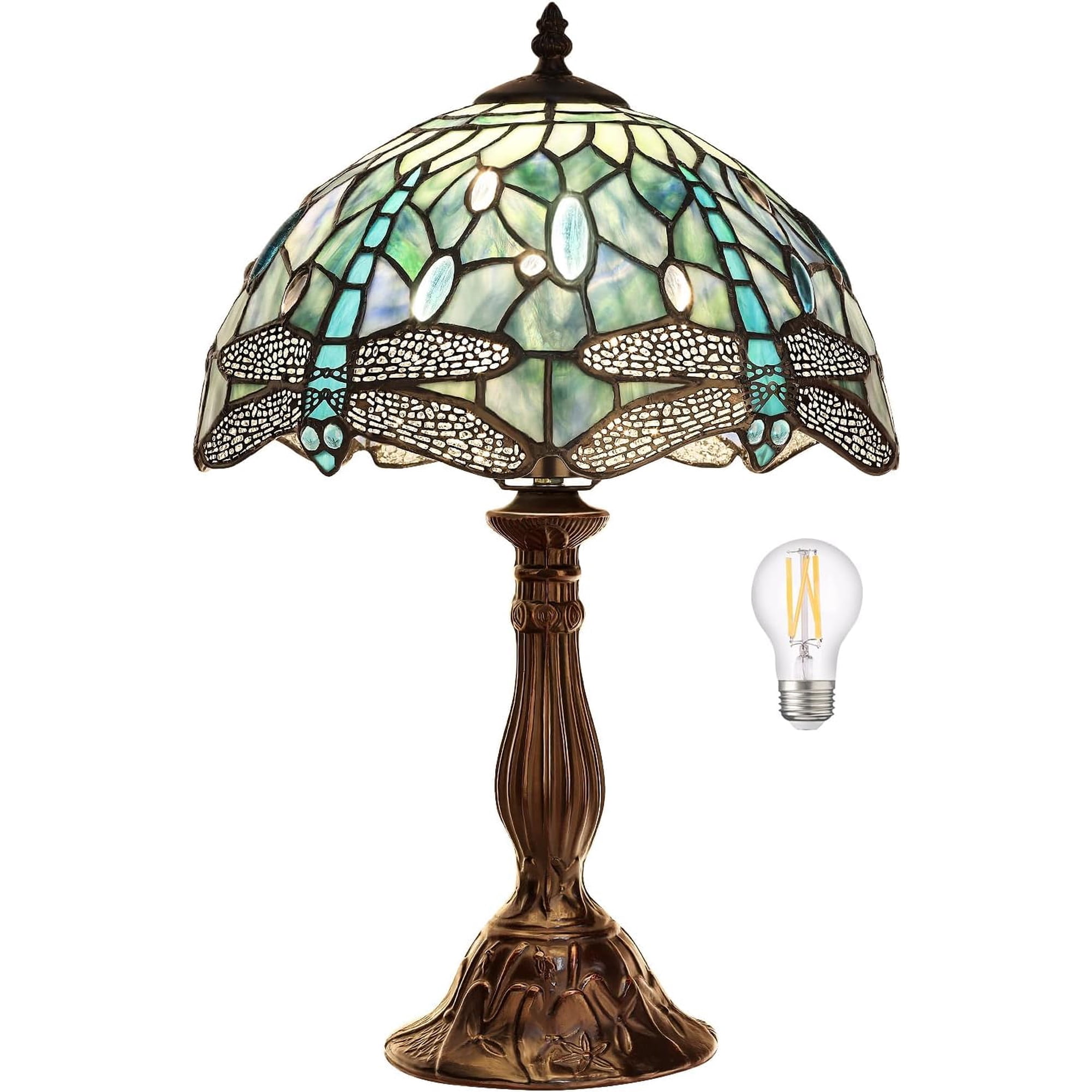 Lámpara De Mesa Pterying Tiffany Dragonfly, Vitral Vintage