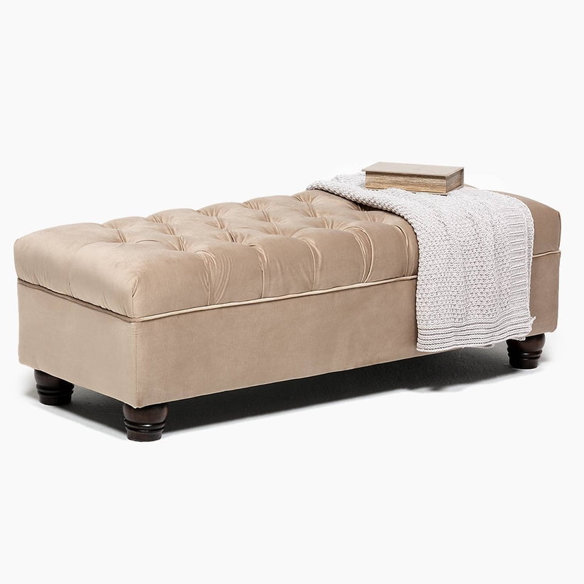 Banqueta Capitone Felpa Beige